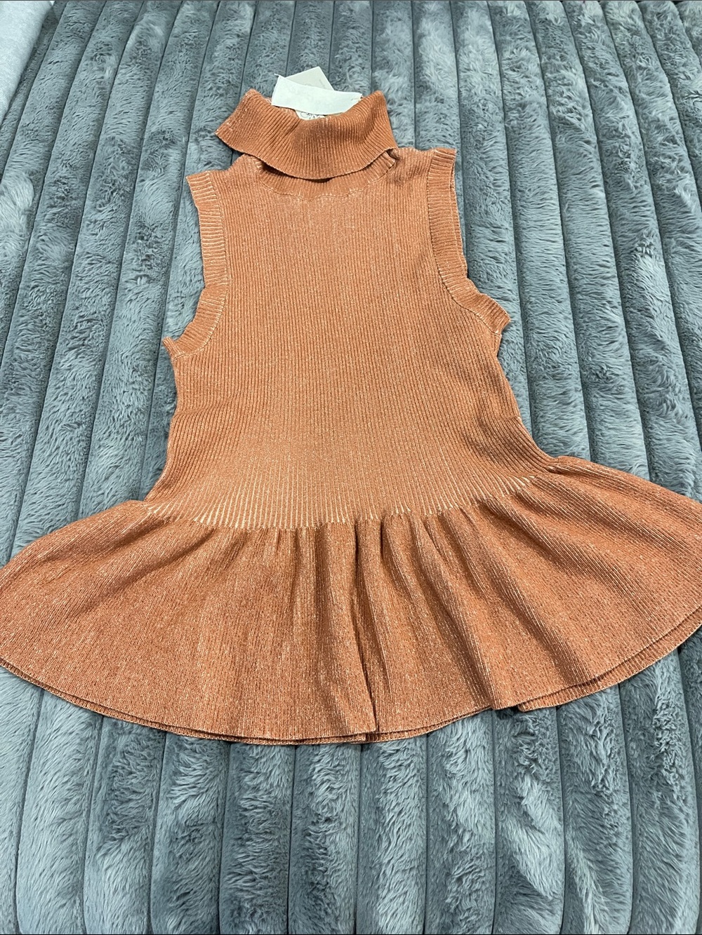 Mystree Sleeveless Turtleneck Knit Dress in Rust Orange